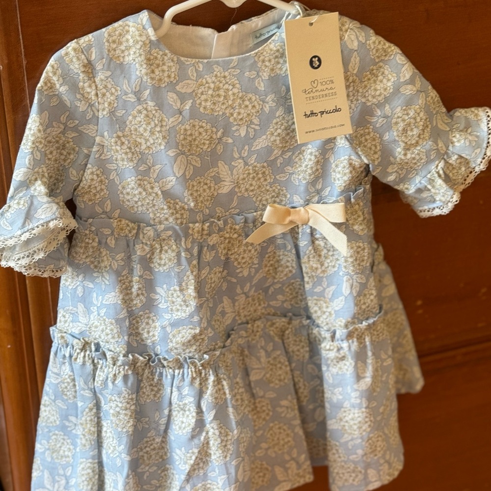 Blue Floral Kids Dress - Picture 1 of 3